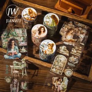 JIANWU 60mm * 200cm 독서 시간 시리즈 빈티지 캐릭터 조경 재료 PET 테이프 크리 에이 티브 DIY 저널 콜라주 편지지