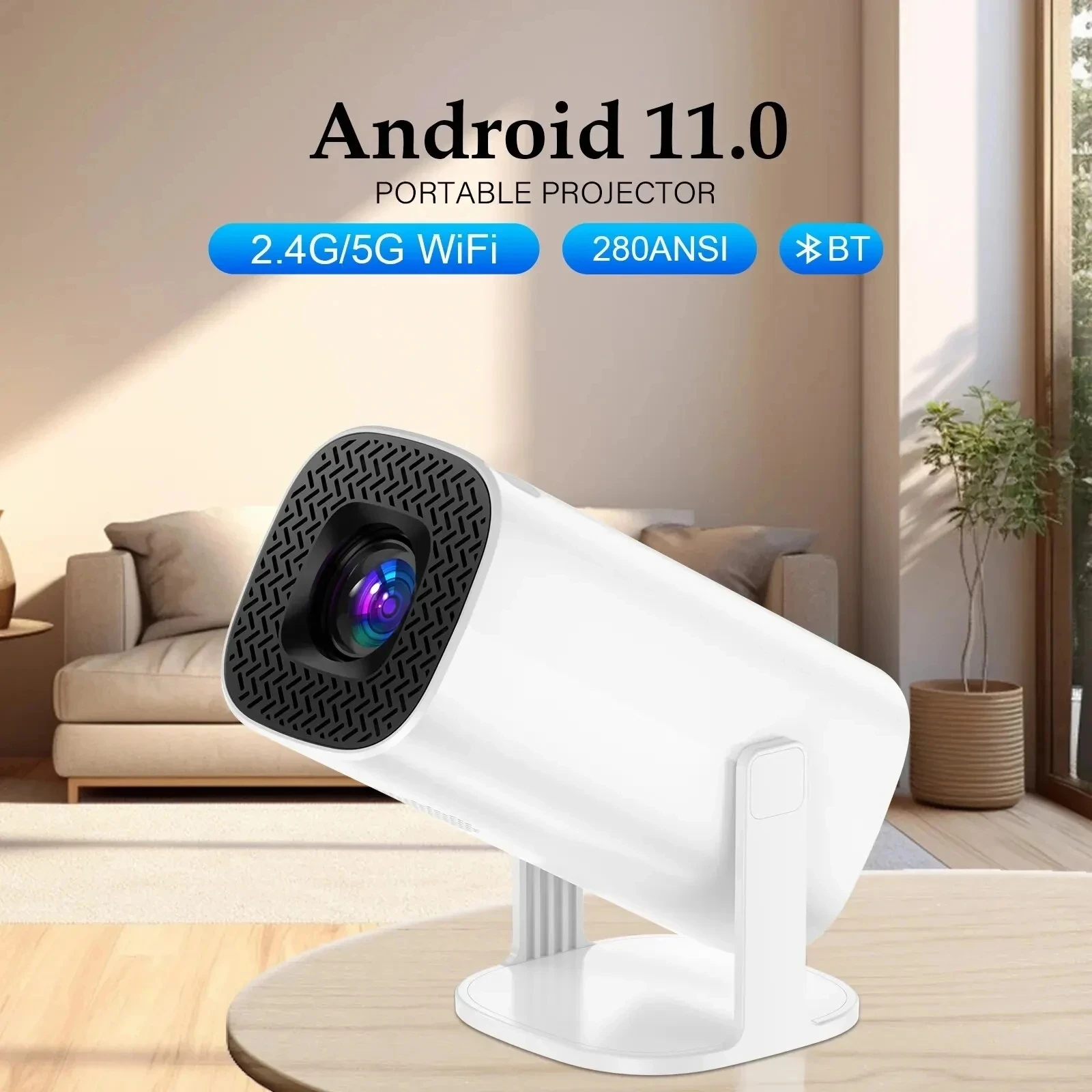Salange P30 프로젝터 Wifi6 BT5.4 자동 초점 수정 스마트 안드로이드 11.0 720P 홈 시어터 포켓 야외 비머 4K 영화