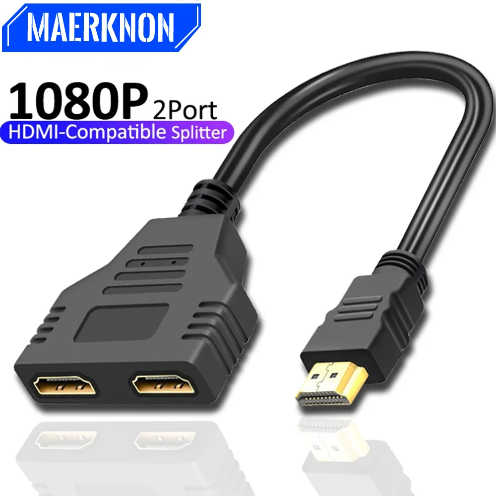 HD 1080P HDMI 분배기 듀얼 포트 1 in 2 Out 케이블 남성-여성 HDTV 어댑터 노트북 TV 박스 모니터 HDMI 호환 분배기
