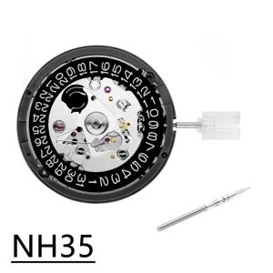 새로운 NH35 24 쥬얼리 고정밀 기계식 자동 무브먼트 블랙 데이 날짜 3시 크라운 3.8시 크라운