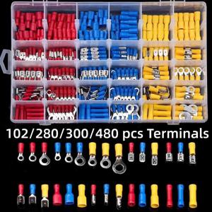 480PCS 압착 커넥터, 2.8mm 4.8mm 6.3mm 암수 스페이드 커넥터 키트, 15 가지 유형 압착 단자 전기 커넥터