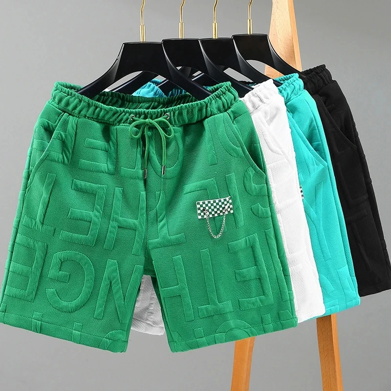 편지 크기 5XL 6XL 7XL 패션 새로운 니트 반바지 남성 편안한 탄성 허리 의류 남성 통기성 짧은 바지