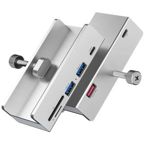 알루미늄 유형 C 4 포트 USB 3.0 허브 전화 홀더 SD TF USB 메모리 카드 리더기 DC 전원 어댑터 분배기 다중 확장 도크