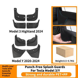 Tesla Model Y 3 하이랜드 액세서리 용 소프트 머드 플랩 TPE 머드 가드 오리지널 디자인 펜더 Anti-Snow Anti-Sand Guard Protector