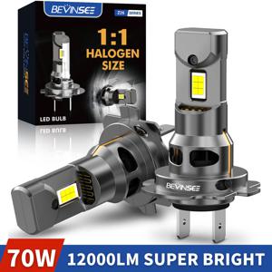BEVINSEE H7 LED 헤드라이트 전구 70W 12000LM 무선 터보팬 H4 H11 H1 CANBUS 미니 자동 다이오드 램프 HB3 9005 HB4 9006 안개등