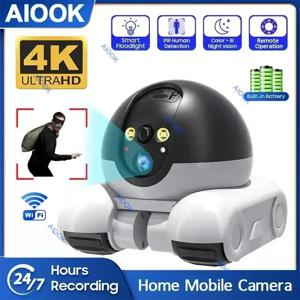 AIOOK 애완 동물 모바일 카메라 HD 8MP 4K WIFI IP CCTV 베이비 홈 보안 카메라 2 웨이 오디오 인터콤 야간 투시경 PIR 제어 모바일