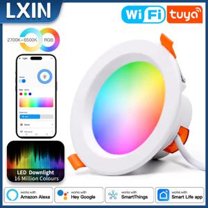 LXIN tuya 통 WIFI, 5/9/12/15 스마트 LED 디밍 스포트 라이트, 2700-6500k RGBCW 색상 따뜻한 쿨, Alexa Google 홈으로 음성