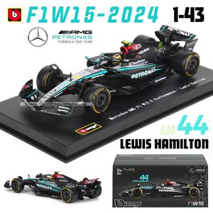 부바고 1:43 메르세데스-AMG 페트로나스 F1 팀 W15 2024 # 44 해밀턴 # 63 조지 러셀 합금 자동차 다이캐스트 모델 장난감 수집품
