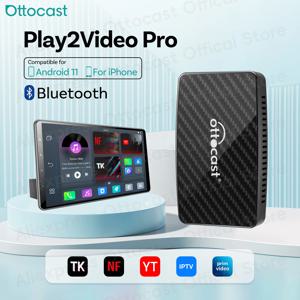 OTTOCAST Play2Video Pro 무선 CarPlay 안드로이드 자동 어댑터 NetFlix 2024 용 Youtuber 용 USB TV 스틱 새로운 자동차 액세서리