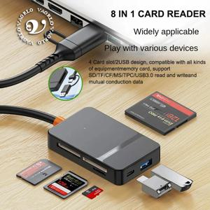 8 in 1 USB 카드 리더기 3.0 카드 리더기 SD 마이크로 SD TF CF MS U 디스크 컴팩트 플래시 카드 어댑터(노트북 스마트 카드 리더기용)