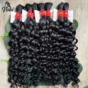 Nabi Boho Braids 용 천연 인간 머리카락 22 24 인치 워터 웨이브 벌크 헤어 씨실 없음 깊은 곱슬 버진 헤어 익스텐션