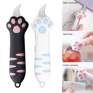 귀여운 고양이 발 칼 상자 커터 고양이 발톱 디자인 상자 종이 칼 개폐식 고양이 긁는 칼 골판지 씰링 테이프 커터