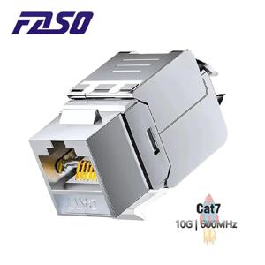 FASO Cat6a Cat7 키스톤 잭 Cat7 RJ45 STP 도구가 필요 없는 유형 아연 합금 모듈 잭 어댑터 커플러(22 ~ 26 AWG)