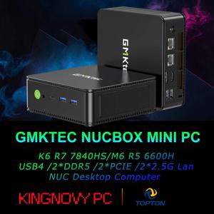 GMKtec Nucbox 미니 PC 게이머 K6 M6 AMD Ryzen 7 7840HS R5 6600H USB4 2*DDR5 2*PCIE 2*2.5G NUC 데스크탑 컴퓨터 Windows 11 WiFi6E