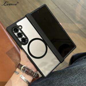 삼성 갤럭시 Z 폴드 7 6 5 4 폴드7 마그네틱 무선 충전 힌지 충격 방지 커버용 Magsafe 케이스 고급 투명