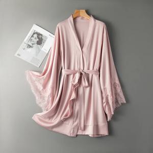 레이스 새틴 여성 잠옷 기모노 목욕 가운 가운 핑크 Nightdress 신부 들러리 웨딩 드레스 홈 의류와 섹시한 가운