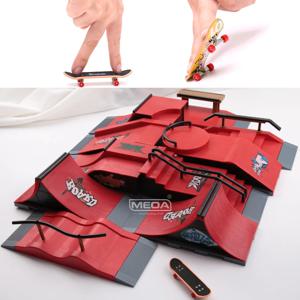 10 In 1 핑거 스케이트 보드 DIY 스케이트 파크 램프 부품 기술 데크 장면 장소 조합 세트 어린이 실내 홈 완구