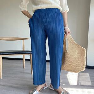 YUDX 봄 여름 가을 여성 캐주얼 우아한 숙녀 Miyake 디자이너 캐주얼 루즈 스트레이트 플리츠 바지 하이 웨이스트 바지