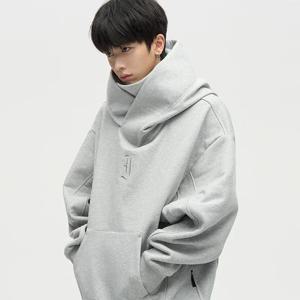 가을 닌자 streetwear 터틀넥 후드 남성용 편지 수 놓은 힙합 패션 스웨터 y2k 빈티지 양털 후디