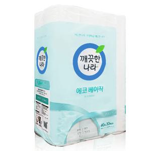 깨끗나라 베이직 40m 2겹 30롤 화장지 두루마리 휴지