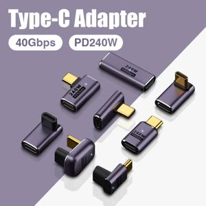 USB4.0 40Gbps U자형 직선 각도 240W 5A USB C-Type C 고속 충전 변환기 Macbook 8K60HZ용 USB C 데이터 어댑터