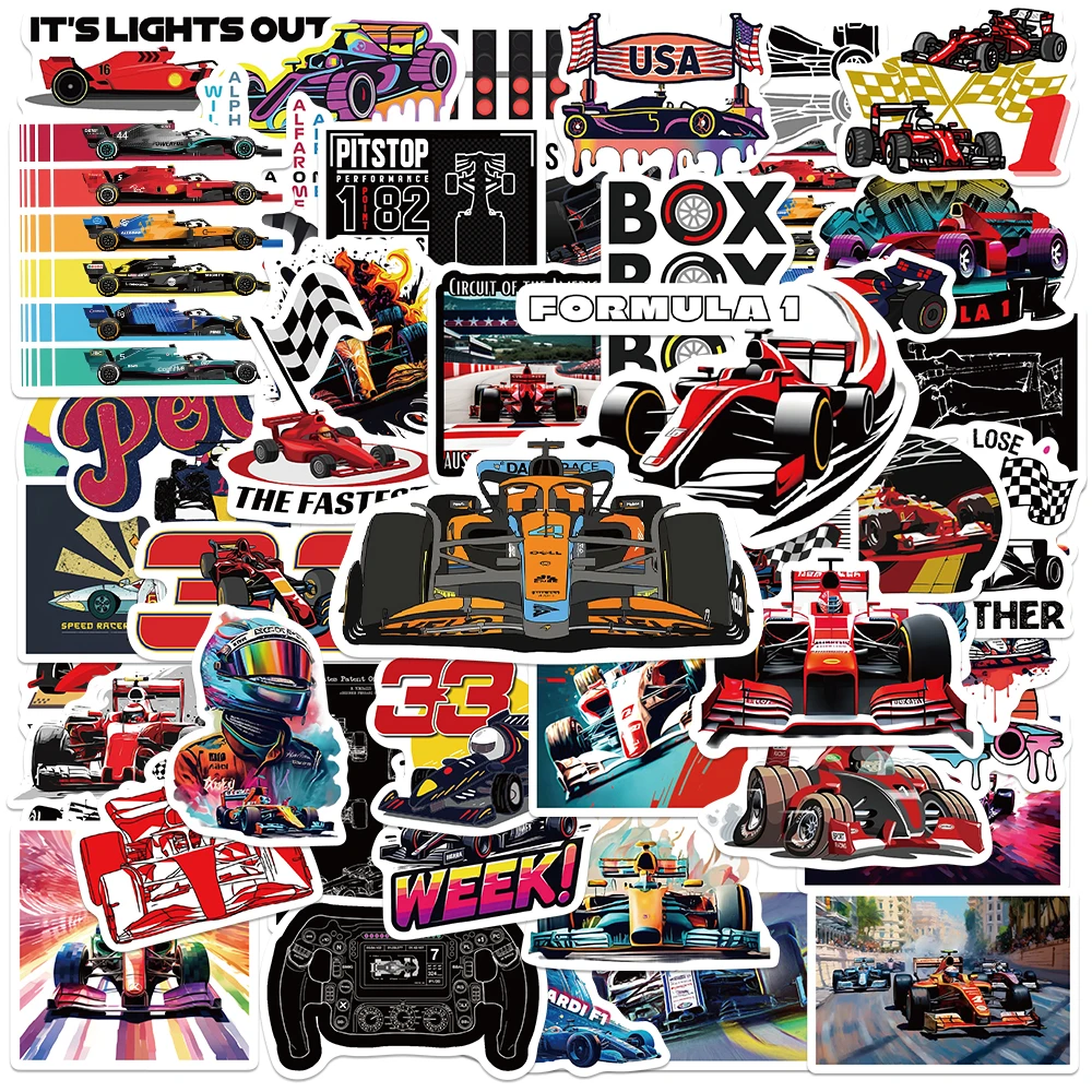 50pcs F1 포뮬러 원 멋진 속도 레이싱 스티커 장식 오토바이 자동차 노트북 자전거 케이스 가방 물 Bottl DIY 데칼