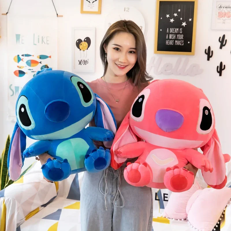60cm 핫 디즈니 릴로 & 스티치 커플 모델 만화 인형 봉제 인형 애니메이션 플러시 아기 장난감 펜던트 장난감 카와이 어린이 생일 선물