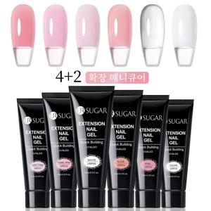 UR SUGAR 네일 익스텐션 젤, UV LED 아크릴 크리스탈, 화이트 클리어 누드 젤 네일 광택제, UV 젤 광택제, 15ml, 세트당 6 개