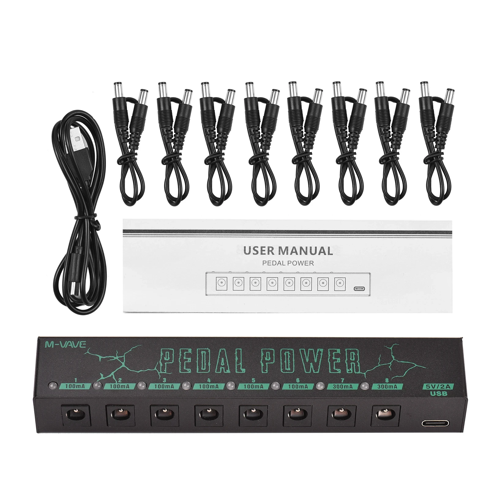 M-VAVE 페달 파워 기타 이펙터 전원 공급 장치, 8 절연 DC 9V 100mah 또는 300mah 출력 기타 액세서리