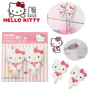 2Pcs 세트 Sanrio 헬로 키티 강력한 자기 접착 후크 주방 욕실 문 벽 후크 홈 액세서리에 대 한 키 스토리지 옷걸이