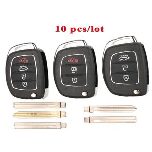 Jingyuqin 10pcs 3 버튼 원격 자동차 키 케이스 현대 HB20 IX35 I45 산타페 악센트 I40 I20 HY15/HY20/TOY40 블레이드 Fob 쉘