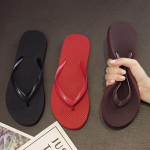 솔리드 컬러 미끄럼 방지 레저 커플 슬리퍼 여성 여름 해변 슬리퍼 야외 여성 플립 플롭 통기성 비치 샌들 여성