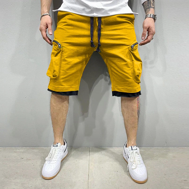 여름 체육관 빠른 건조 반바지 캐주얼 피트니스 streetwear 남성 조깅 짧은 바지 남성 멀티 포켓 스포츠 캐주얼 엉덩이 카고 짧은