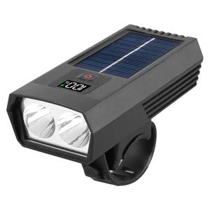 태양광 자전거 전조등, USB 충전식 디스플레이, 자전거 손전등, 산악 및 도로 자전거용 전면 램프, 1200mAh