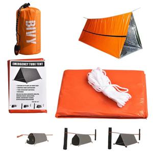 2 사람 비상 대피소 Bivy 생존 텐트 키트 Mylar 튜브 텐트 침낭 방수 야외 SOS 열 담요 재사용 가능