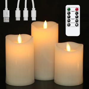 USB 충전식 Flameless 전기 양초 이동 심지 3 개/대 원격 홈 바 파티 크리스마스 웨딩 장식으로 Led 양초