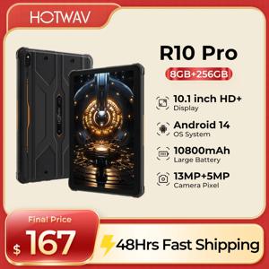 2025 HOTWAV R10 Pro 견고한 태블릿 안드로이드 14 10.1인치 HD+10800mAh 배터리 PC 5MP+13MP 카메라 8GB+256GB 8코어 OTG 충전 태블릿