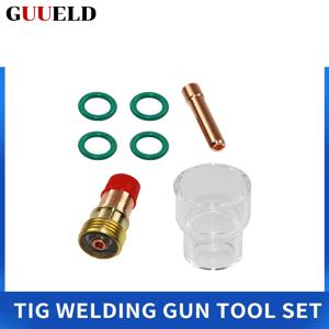 7pcs TIG 용접 토치 스터비 가스 렌즈 # WP-17/WP18 WP26 공구 부품 내열 컵용 파이렉스 유리 컵 접촉 팁 키트 12개