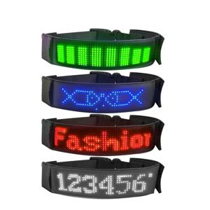 LED 라이트 업 개 목걸이 블루투스 APP 프로그래밍 가능한 메시지 스크롤 LED 디스플레이 화면 애완 동물 액세서리 목걸이