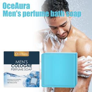 OceAura 남성용 향수 목욕 비누 젠틀 클렌징 바디 스킨 리프레싱 비 기름기 컴포트 케어 비누 쿨 텍스처 70g