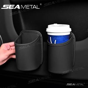 SEAMETAL 범용 자동차 도어 컵 홀더 박스 백 클립 디자인 음료 랙 보관함 자동차 좌석 백 워터 컵 박스 주최자 포켓