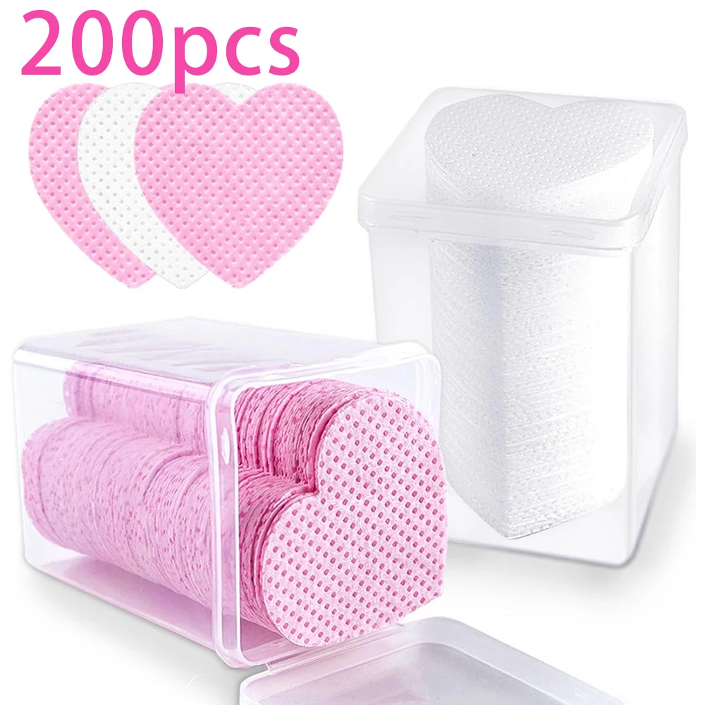 200Pcs 린트 프리 네일 와이프, 매니큐어 리무버 와이프, 속눈썹 연장 접착제 와이프, 매니큐어 리무버 패드 네일 용품, La 용