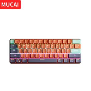 MUCAI MKA610 USB 미니 기계식 게이밍 유선 키보드, 레드 스위치, 61 키 게이머, 컴퓨터 PC 노트북 분리형 케이블