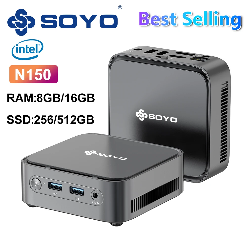 SOYO M4PLUS2 미니 PC: 8/16GB RAM, 256/512GBSSD, Intel Twin Lak N150, Windows 11Pro - 가정, 비즈니스 및 게임용으로 컴팩트하고 이상적