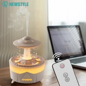 UFO 회전 빗방울 아로마 에센셜 오일 RGB 무드등 리모컨 포함 UFO 초음파 가습기