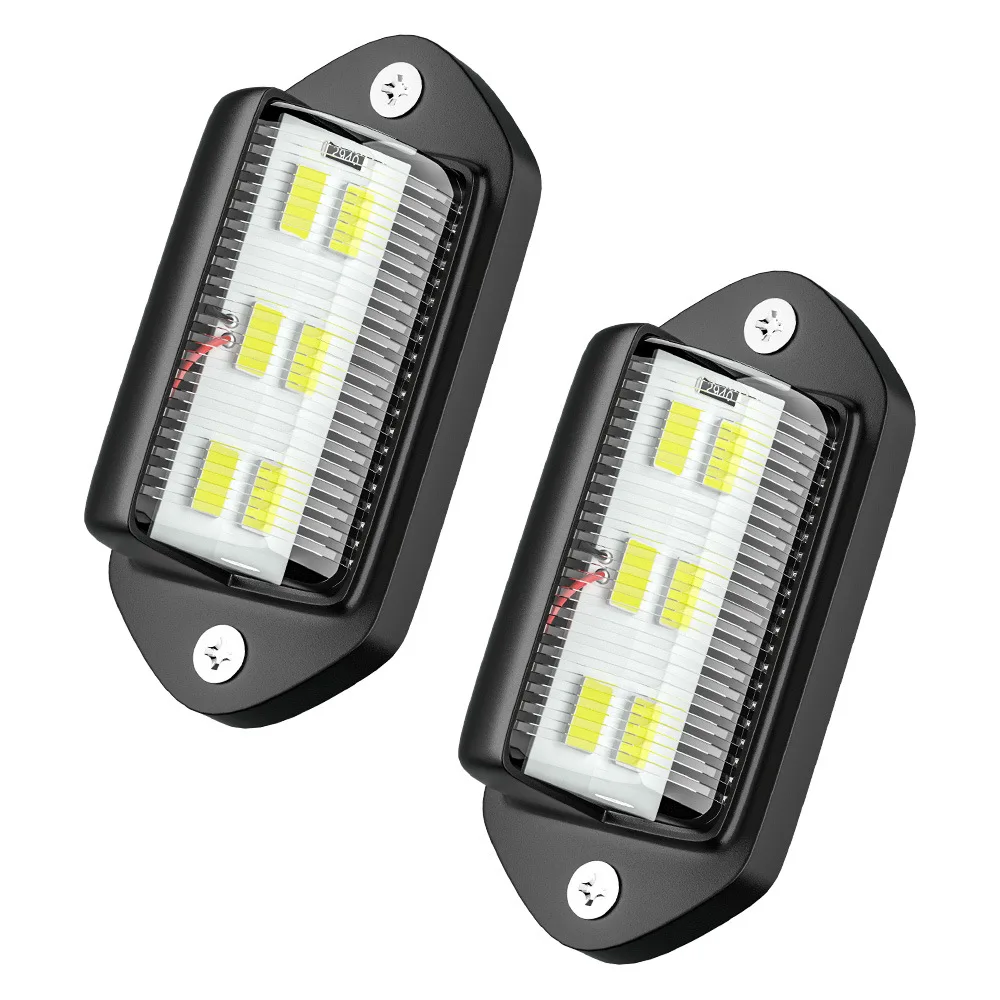 2PCS 6 LED 자동차 라이센스 번호 플레이트 라이트 SUV 트럭 트레일러 밴 태그 단계 램프 흰색 전구 자동차 제품 라이센스 플레이트 조명