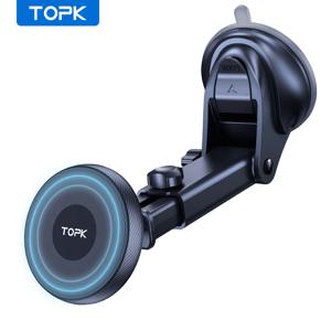 TOPK Mag-Safe 자동차 전화 홀더 앞 유리 및 대시 보드 용 자기 전화 자동차 마운트 강력한 흡입 자석 조정 가능한 긴 팔