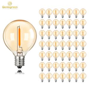 50Pcs G40 문자열 빛 교체 전구 골드 색조 유리 E12 220V 기본 1W 디 밍이 가능한 야외 장식 글로브 LED 필 라 멘 트 전구