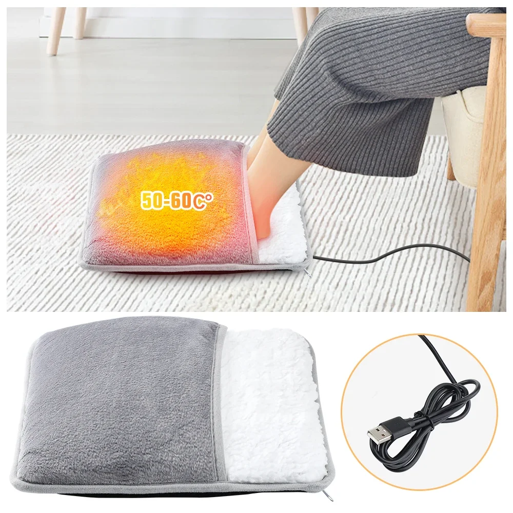 겨울 전기 발 온열 패드, USB 충전, 부드러운 플러시, 세탁 가능한 발 워머 히터, 수면 개선, 가정용 발 보온 매트