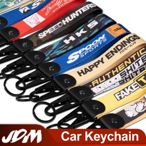 1PCS JDM 키 태그 레이싱 자동차 오토바이 키 체인 링 자동차 매는 밧줄 키 스트랩 자동차 액세서리 가짜 택시 HKS 키 체인
